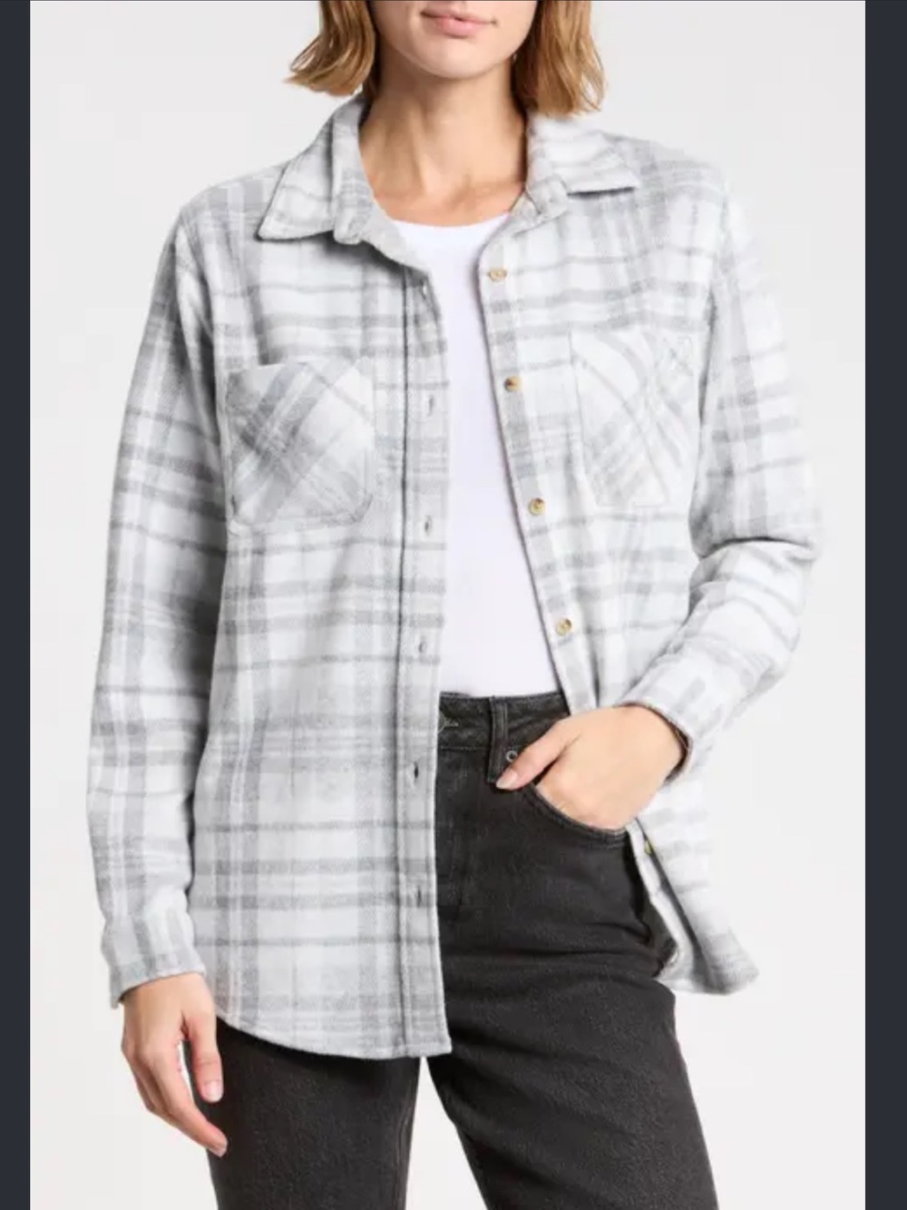beachlunchlounge Sally Brushed Flannel Plaid Shirt in Size S NWOT